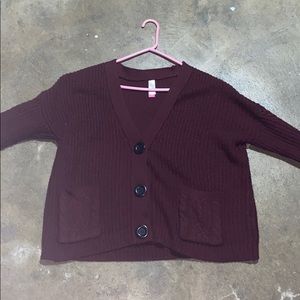 Maroon chunky button up cardigan